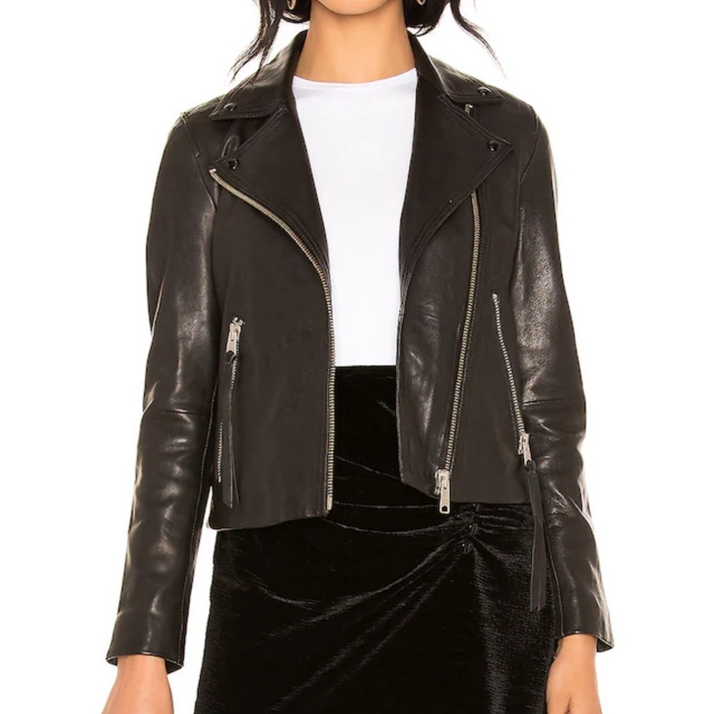 All Saints Dalby Biker Lamb Leather jacket - Picture 2 of 8